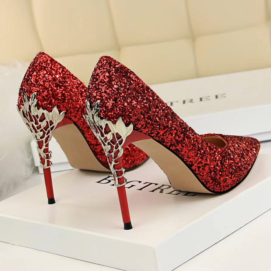 Red Glitter Sole Shoes High Heel Pumps Party Heels Prom Pumps 