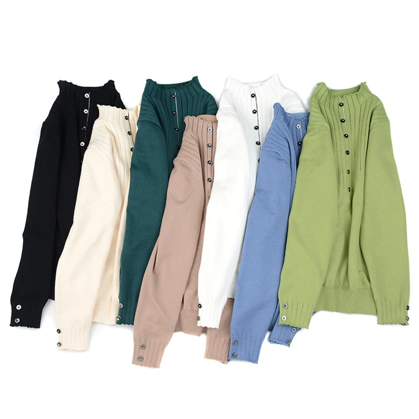 BornToGirl Spring Autumn Winter Women Knitted TShirt Woman Long Sleeve High Neck Black White Blue Green Khaki T Shirts