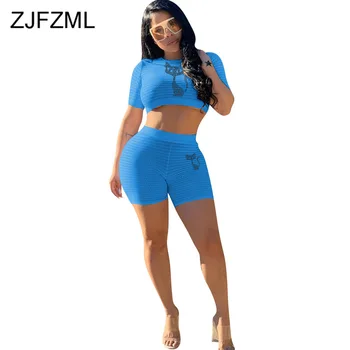 

Neon Green Sexy 2 Piece Club Outfits Women Fitness Tracksuit Cat Rhinestones Cropped Top And Biker Shorts Summer Matching Suits