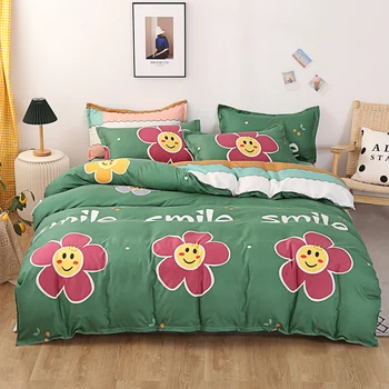 

Green bedding sets,With Pillowcase 220×240 duvet cover Set，135×200 Sun flower Child Quilt Cover,King Size Blanket cover 2020