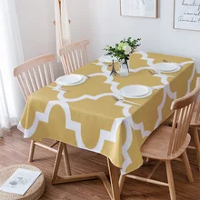 Nappe de Table jaune marocaine à treillis géométrique, imperméable, décoration de Cuisine, café, pour fête