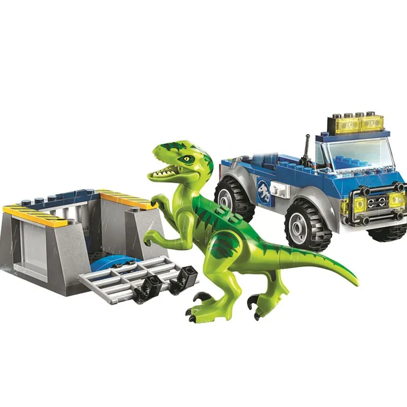 

Jurassic 2 Raptor Rescue Truck Building Blocks Bricks Compatible Dinosaur Toy Model