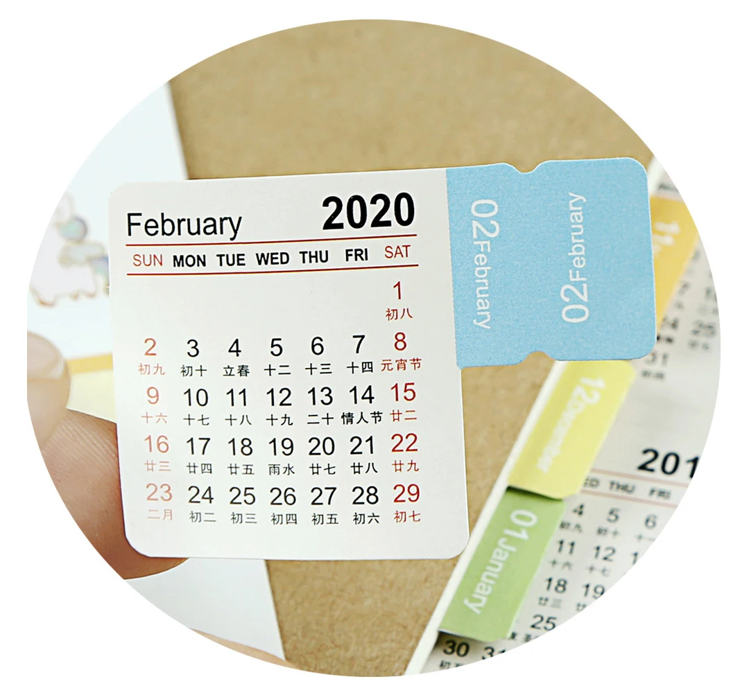 2019 год календарные наклейки записная книжка-календарь закладки аксессуары для планировщика декоративные наклейки этикетки календари