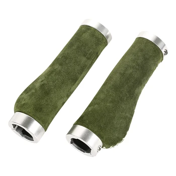 

SUNTNUR Mtb Bike Grips Ergonomics Anti-Skid Foldable Leather Bicycle Grips Bike Accessory