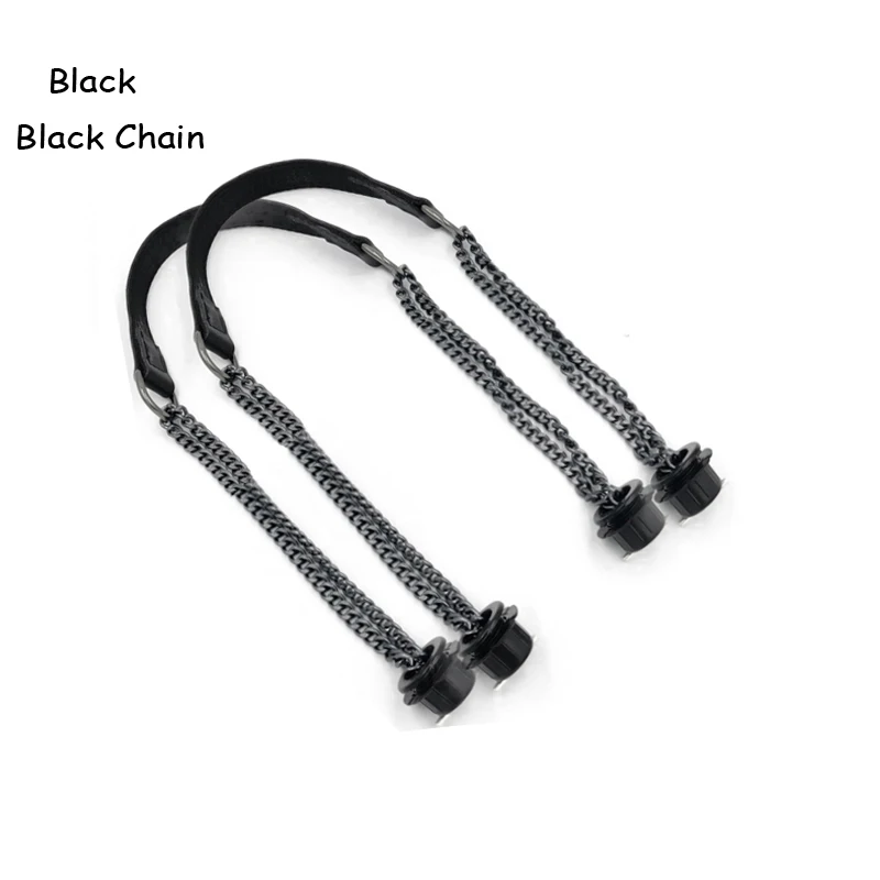 1 Pair Superfiber Leather Flat Handles  Handle Double Metal Chain for O Bag for EVA Obag Women Bag accessories 