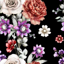 Полиэфирная четырехсторонняя эластичная ткань свежие цветы цветочный принт тонкая ткань для платья на заказ ручная работа одежда пэчворк