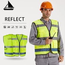 Высокая видимость светоотражающий Рабочий жилет безопасности движения грузовик одежда флуоресцентная одежда с пакетами