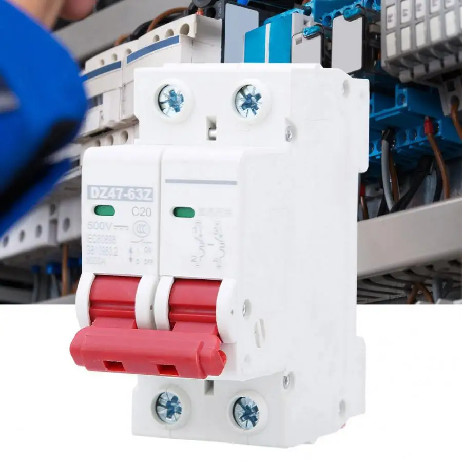 

6pcs 2P MCB Circuit Breaker DZ47-63Z DC 500V Photovoltaic Air Switch Overload Leakage Circuit Protector Breaker