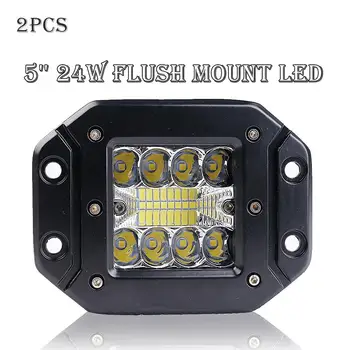 

2PCS 5In 48W 16 LED Work Light For 12-24V Universal For Car Motocross Flush Mount LED Work Light Pods Flush Mounting Spot