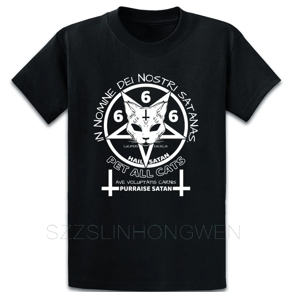 Satanic Cat Lucifer Excelsi футболка с надписью Hail Satan 666 круглым вырезом и графическим