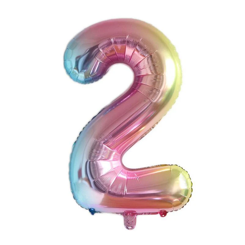 32 дюйма Радуга Цвет числом 0-9 Фольга воздушные шары на день рождения Свадебная вечеринка украшения Дети Цифровой шар номер Воздушный баллон - Color: 2