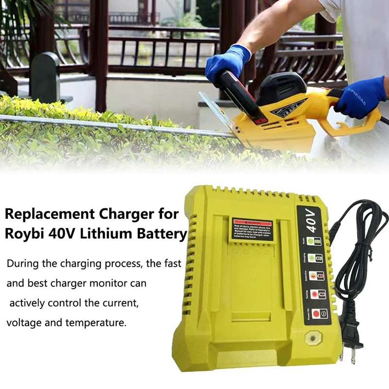 

OP401 40V Lithium-Ion Battery Charger for Ryobi OP4050A OP4015 OP4026 OP4030 OP4040 OP4050 Battery US Plug