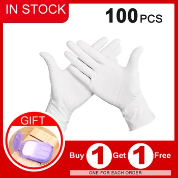 

100pcs Disposable Nitrile Gloves Industrial Gloves Latex Free Powder FreeTextured Household Gloves