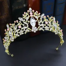 Корейский стиль розовый кристалл Корона невесты корона Принцесса Корона День рождения Корона повязка для волос