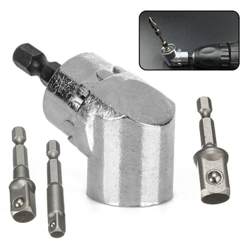 

4 Pieces 105 Degree Right Angle Drill Bit Adapters Set Hex Socket Adapter Extension Bar Tool Drill Bits