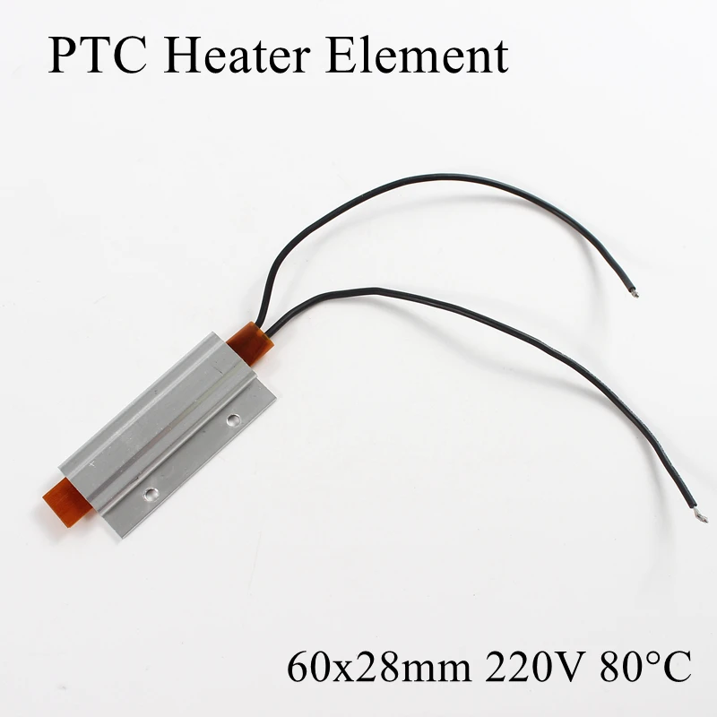 1 шт. 60x28 мм 220 в 80 градусов Цельсия Алюминиевый нагревательный элемент PTC постоянный термостат термистор Датчик нагрева воздуха с оболочкой
