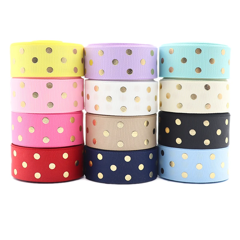 Polka Dot GROSGRAIN Ribbon 1/4 Inch by the Yard 5 10 20 Yard White Black  Rainbow of Colors 