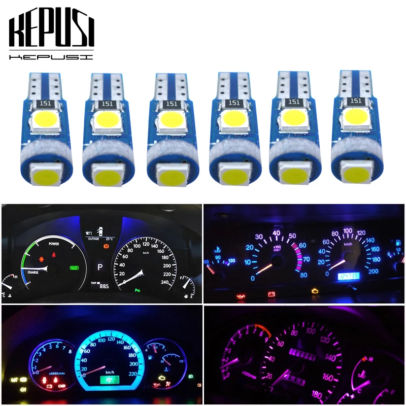 6Pcs T5 LED Lamp 73 74 3030 SMD Bulb Instrument Panel Lights for Subaru BRZ Legacy Tribeca Outback Forester Impreza Canbus | Автомобили и