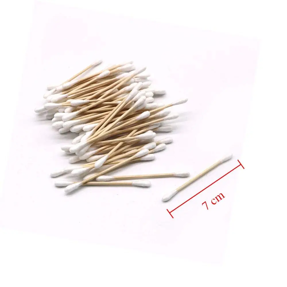 Baby Cotton swabs Hygienic Cleaning Cotton Bar 5 Packs of Natural High Quality Cotton Double-headed Wood