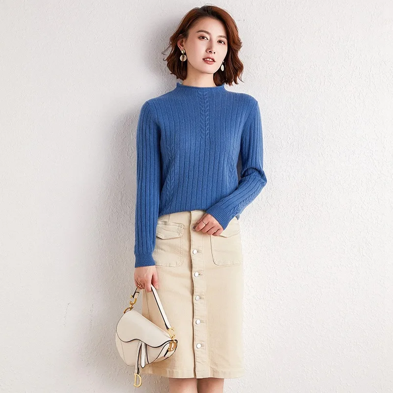

Autumn And Winter Half-Turtle-Neck Base Woollen Sweater Short Slim Fit Versatile Sweater Large Size Underwear Wheat Pullover Swe