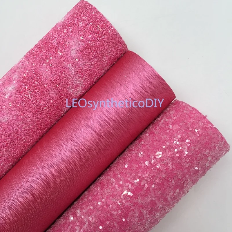 Мини-рулон 30x134 см розовый блестящий материал, массивная блестящая кожа, блестящий кожаный рулон для изготовления луков LEOsyntheticoDIY SK244
