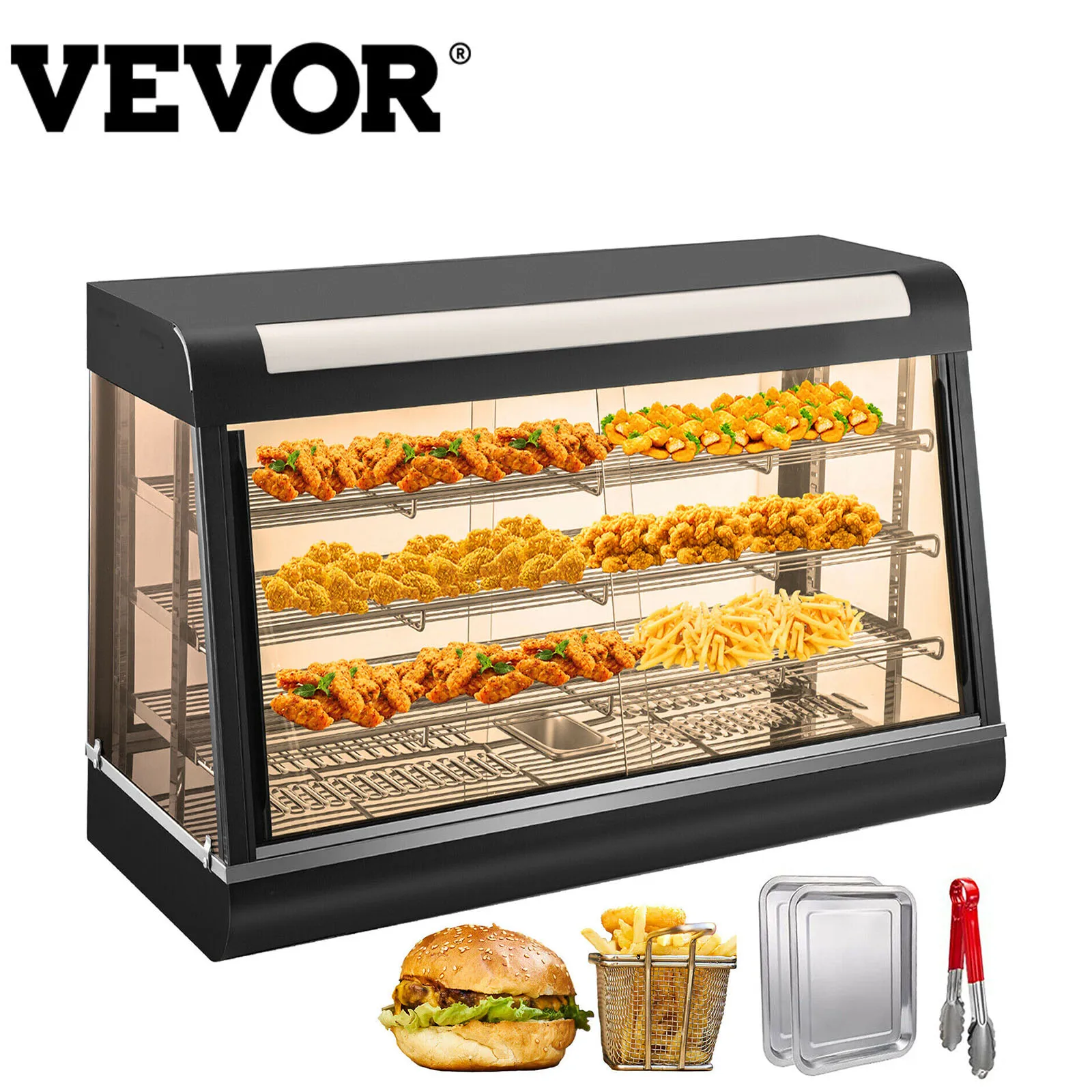 VEVOR 800-2000W Food Warmer Display Case Temp 35-85℃ Variety of Available Model Size for Canteen Restaurant Commercial Home Use | Бытовая