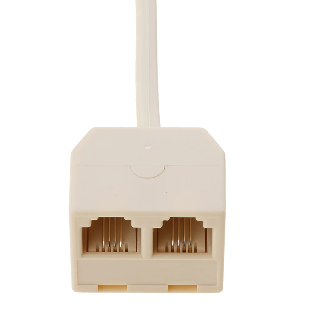 2 Way Outlet RJ11 Phone Modular Jack Line Splitter Adapter 6P4C Beige