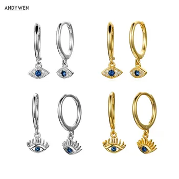 

Kikichicc 925 Sterling Silver Blue Eye Drop Earring Crystal Lucky Eye Circle Women Rock Punk Best Gift Wedding Loops Jewelry