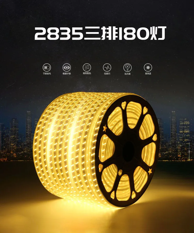 Fanlive 180 светодио дный/m Водонепроницаемый Ac220V Ac110v светодио дный полосы света SMD 2835 двухрядные теплый белый/белый Тирас светодио дный ленты