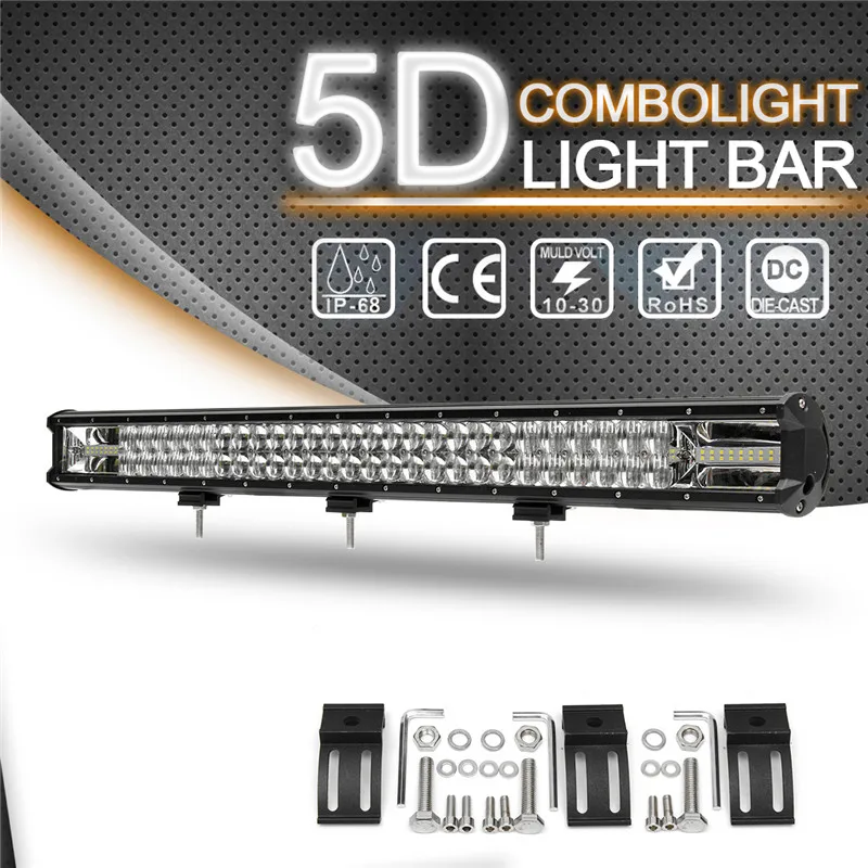 

32 Inch 810W Car LED Work Light 5D Bar Flood Spot Combo Driving Lamp 6000K Waterproof LED Light Bar SUV ATV Truck Offroad Boat