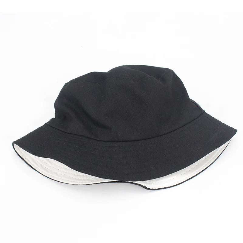 Bucket Hats Women Men Solid Colors Black White Outdoor Bucket Cap Women Hat Unisex Hip Hop Sun Caps Double-sided Fishing Hat