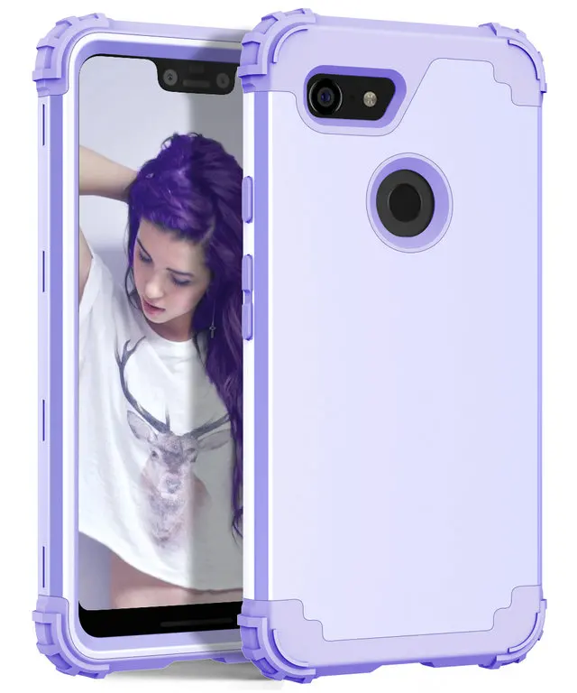 3IN1 противоударный чехол для Google Pixel 3XL чехол Coque Google Pixel 4 XL чехол пикселей 3a 3 XL Pixel3 XL3 4XL XL4 Pixel4 задняя крышка - Цвет: Light purple case