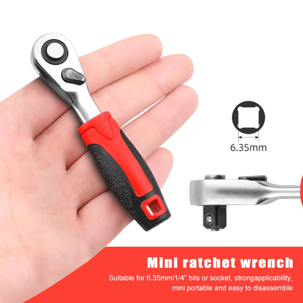 Mini Ratchet Wrench Socket Bit Batch Chrome Vanadium Steel Rustproof CR-V Rubber Handle Wear Resistant | Инструменты