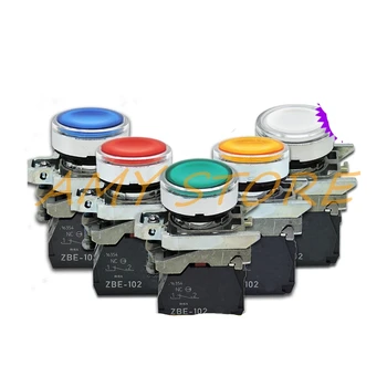 

1Pc 1NO 1NC Momentary Flush Head Pushbutton Switch 22mm 24V/110V/220V Pilot Lamp XB4-BW31/33/34/35/36
