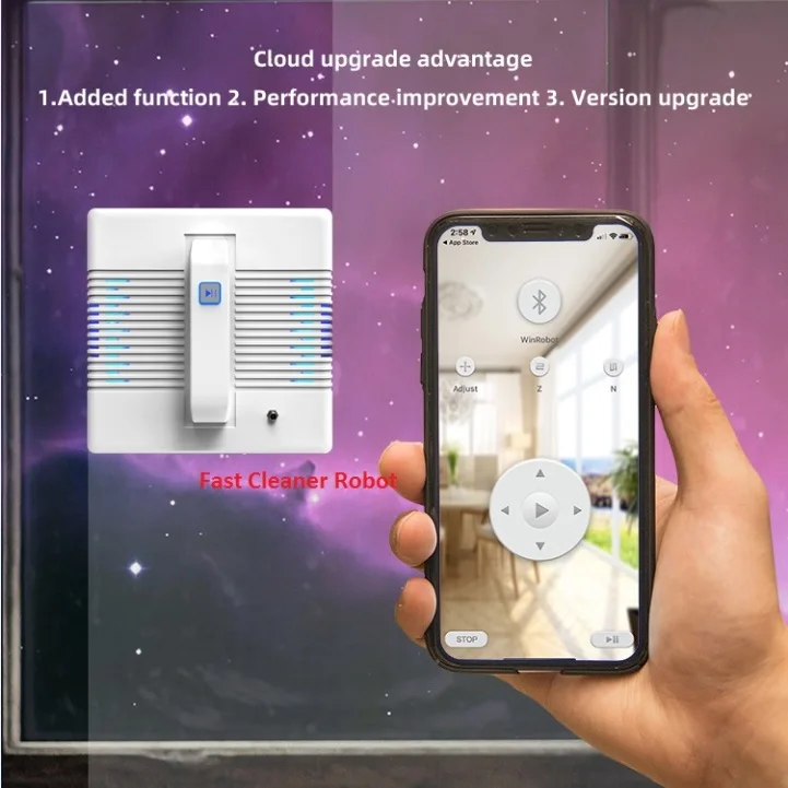  Newest Smartphone App Control Robot Window Cleaner Window Cleaning robot with Anti-fallingRemote Co