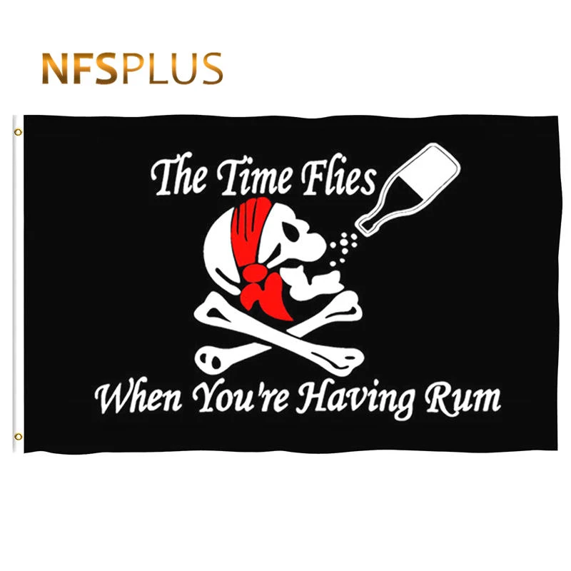 

90x150cm Pirate Flag Black Polyester Skull Printed Flags and Banners 2 Brass Grommets Decorative Flag for Home Party Halloween