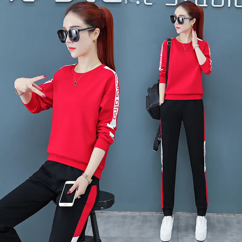 

Casual Sports WOMEN'S Suit Spring And Autumn 2020 New Style Korean-style Loose Fashion Hoodless Sweater Long Sleeve Trousers Two
