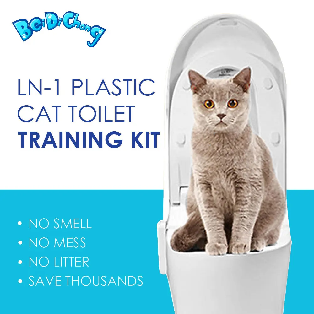 

BEI DI CHONG asiento de inodoro para gato doméstico Kit de entrenamiento de plástico para cachorro, bandeja para orinal, caja de arena, cachorro, gato, mascota, limpieza, suministro de entrenamiento