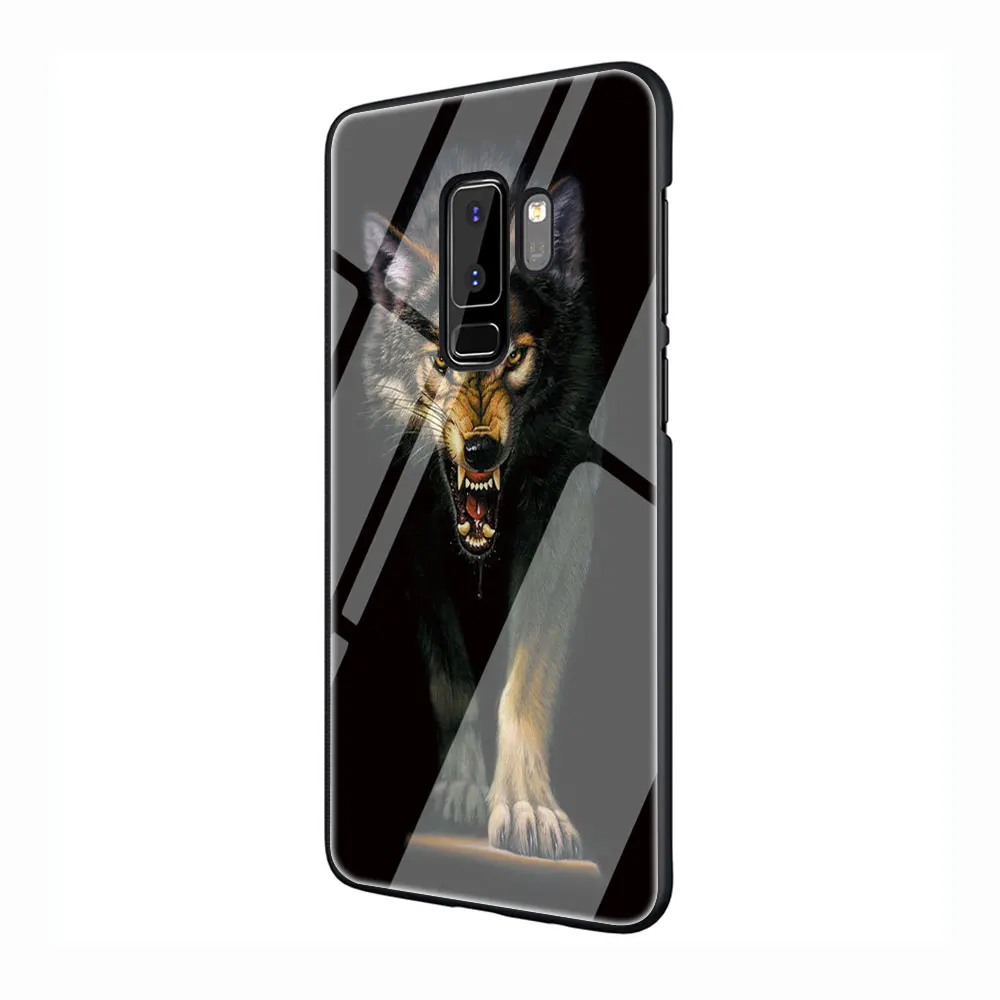 G1 Животный принт волк закаленное Стекло Телефон чехол для Galaxy S7 edge S8 9 10 Plus Note 8 9 A10 20 30 40 50 60 70 - Цвет: G1