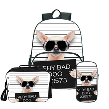 16 дюймов школьный рюкзак Bad Dog Bad Cat Рюкзак для подростков мальчиков и девочек Mochila рюкзак для ланча детский дорожный рюкзак с пеналом