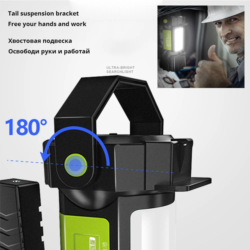 Портативный супер яркий светодиодный поисковый светильник, светильник-вспышка+ COB Предупреждение ющий светильник ing 18650, перезаряжаемый аккумулятор для кемпинга на открытом воздухе