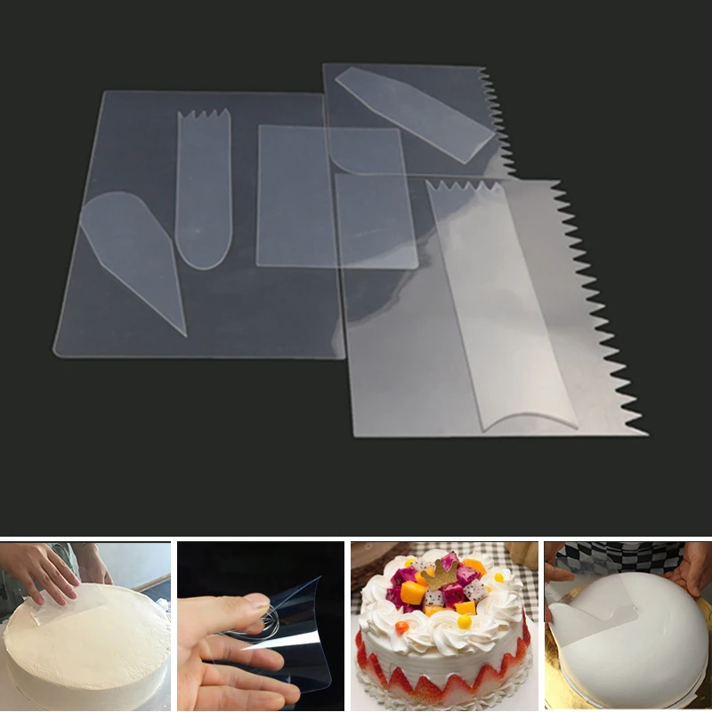 

9Pcs Transparent Cake Scraper Fondant Mousse Cake Spatula Icing Butter Smoother Dough Cutter for Baking Cake Decorating Tools