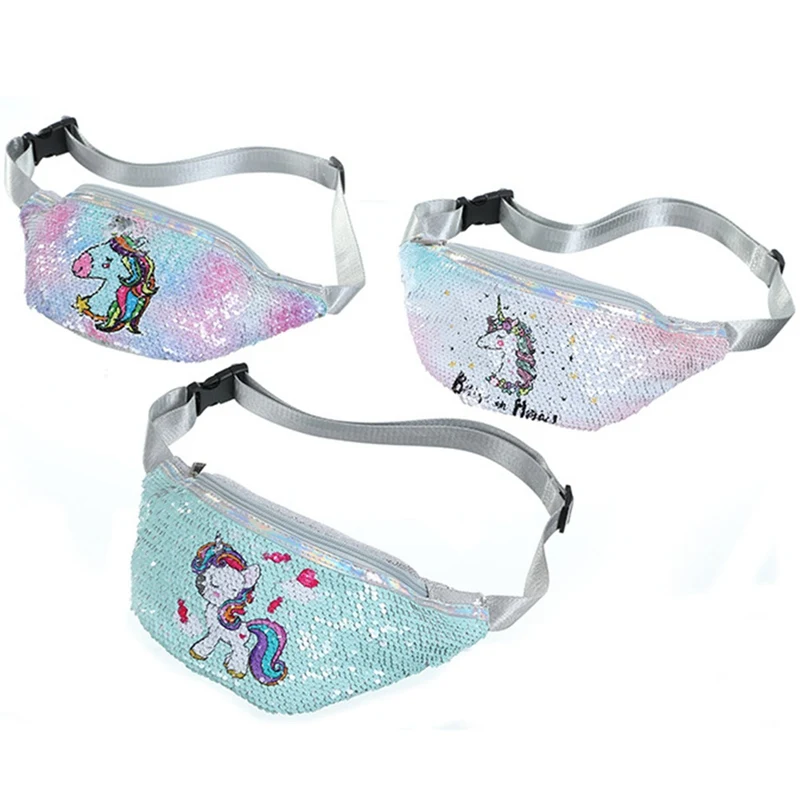 Модная забавная сумка с единорогом для женщин поясная сумочка блестками девочек