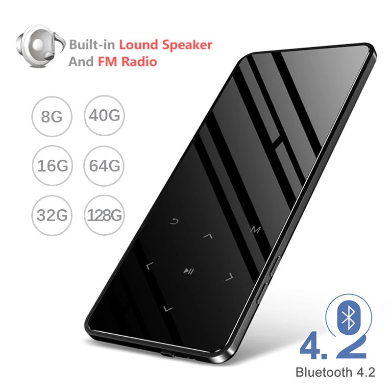 Mp4 музыкальный плеер с Bluetooth Fm радио встроенный динамик сенсорные клавиши