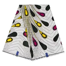 Модный принт в виде перьев павлина, хлопок, африканская ткань, настоящий голландский воск Анкара, 6 ярдов/партия