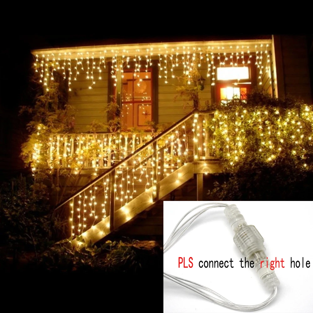 

8m-48m Waterproof Outdoor LED Icicle Lights Droop 0.4-0.6m 220V String Fairy Light for Holiday Backdrops Mall Eave Decoration