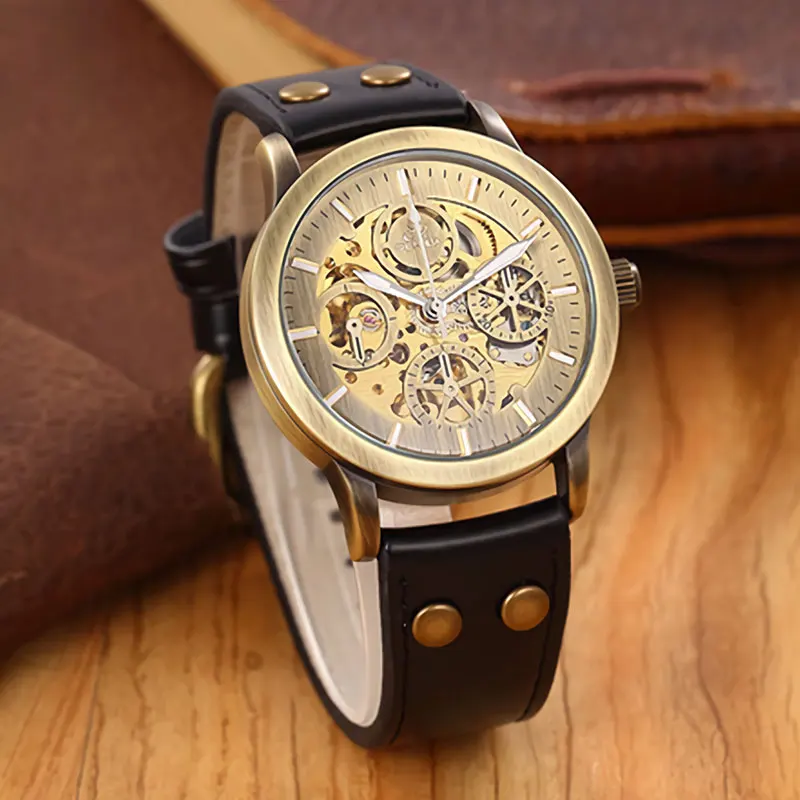 SHENHUA Automatic Watch Men Mechanical Wrist Watches Bronze Wristwatch Clock Gifts montre homme automatique reloj automatico