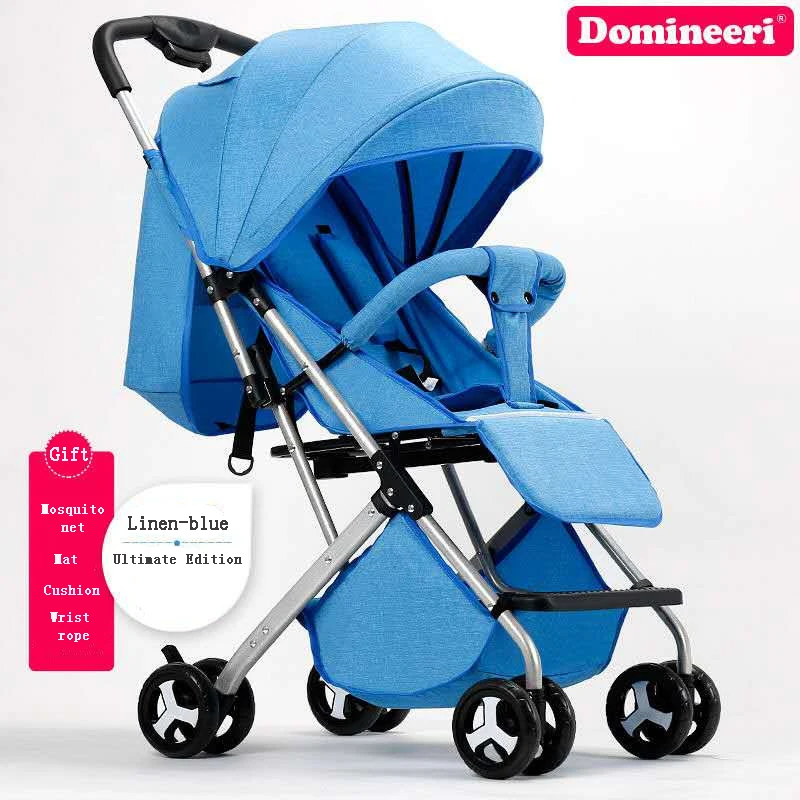 Baby trolley ultra-light, portable and easy to fold baby pocket umbrella trolley umbrella stroller - Цвет: C-verison-Linen blue