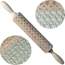 Рождественское деревянное тиснение печенье, выпечка Бисквит Торт выгравированный ролик звезда собака шаблон 35 см* 4,3 см