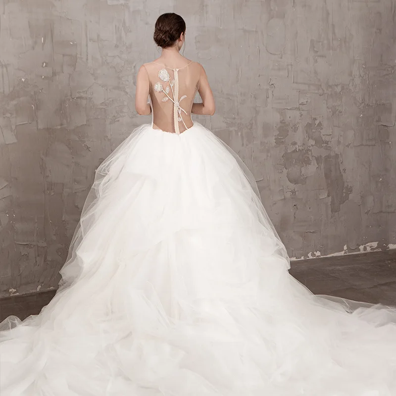 Fashion Wedding Party Dress with Detachable Train vestidos de novia